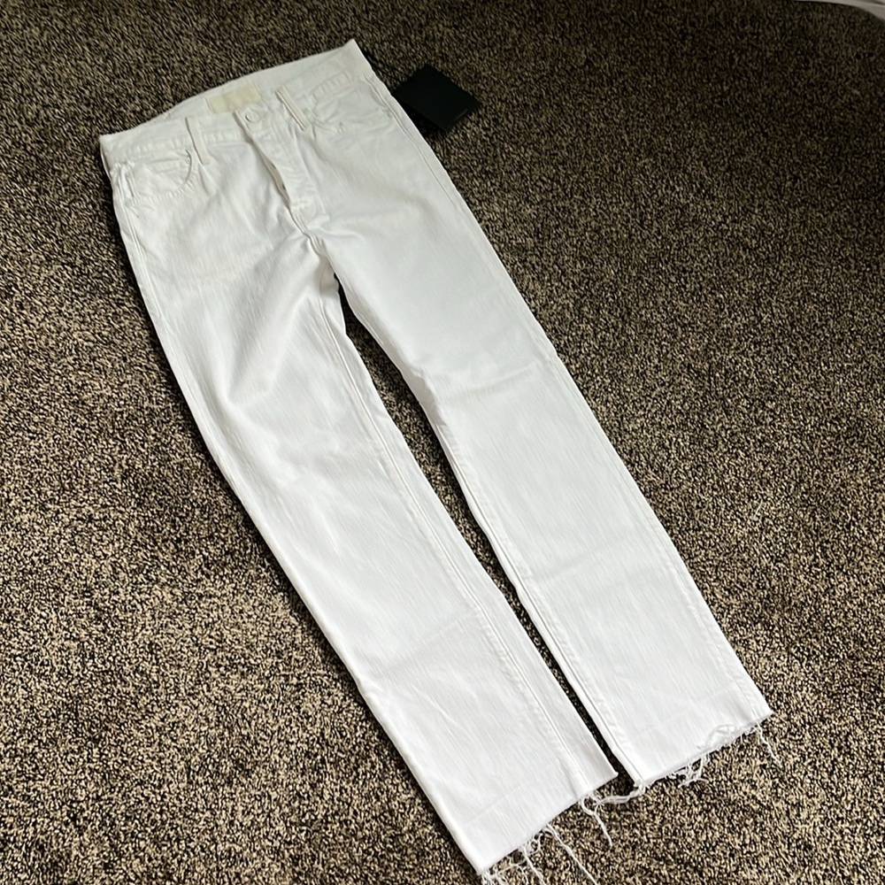 Mother Superior Jean The Scrapper Cuff Ankle Fray White Jean, like new - Picture 2 of 7